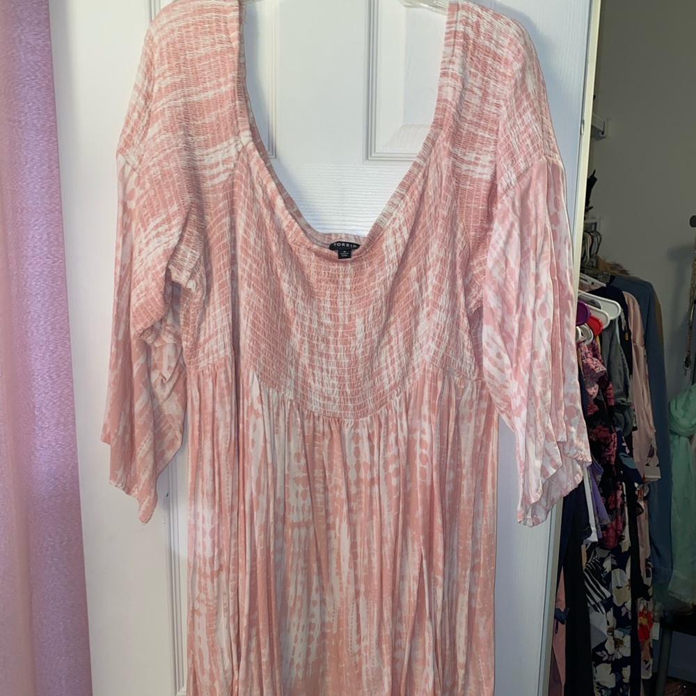 White and Pink off the shoulder Torrid Dress